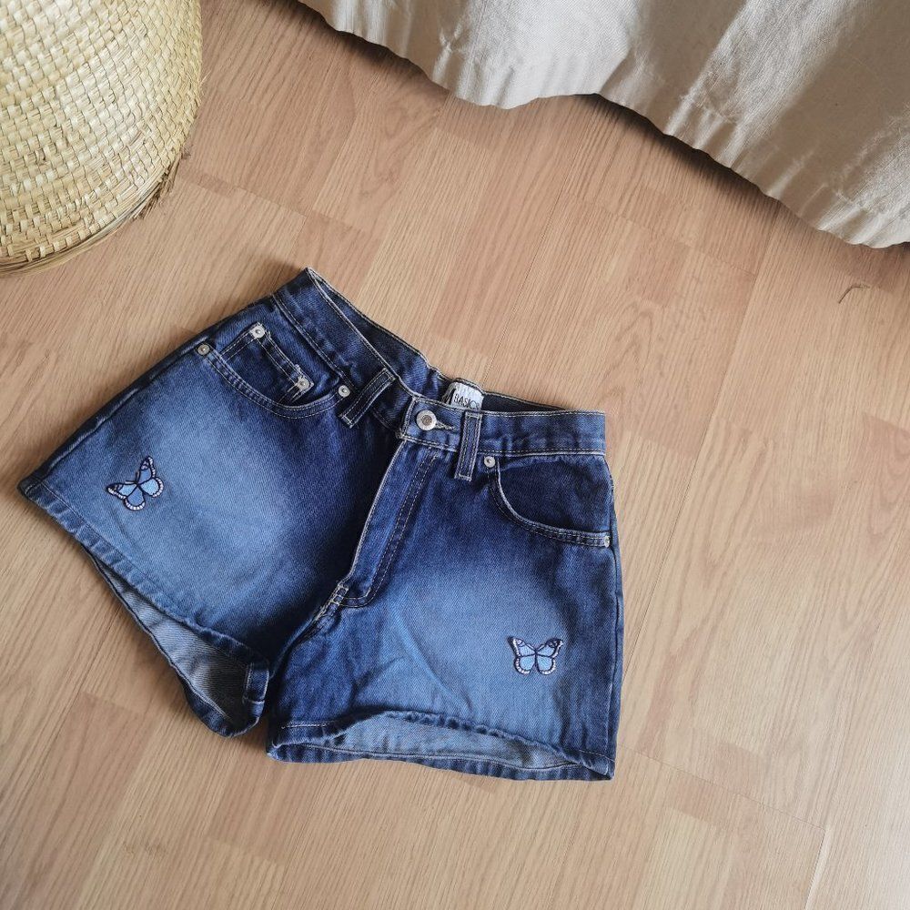 90s Jean Shorts Denim Butterflies Y2K Vintage